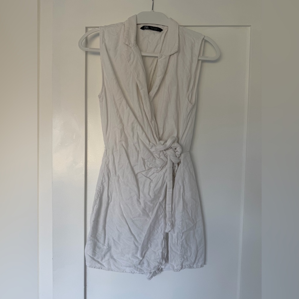 Zara womens linen Wrap skort Dress